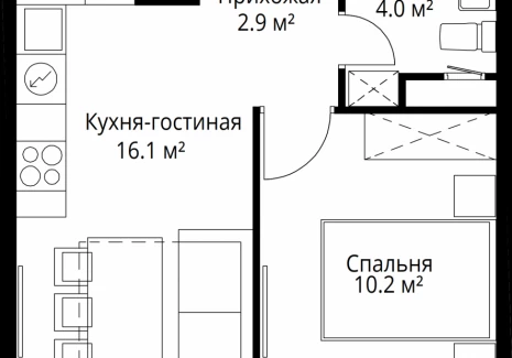 1-комнатная квартира - квартал Центральный, 9 / ЖК У реки. Эко Видное 2.0 - фото 1