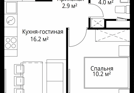1-комнатная квартира - квартал Центральный, 9 / ЖК У реки. Эко Видное 2.0 - фото 1