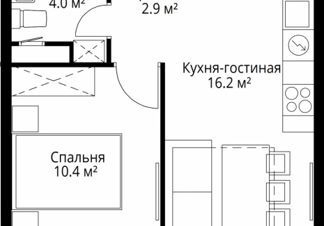 1-комнатная квартира - квартал Центральный, 9 / ЖК У реки. Эко Видное 2.0 - фото 1