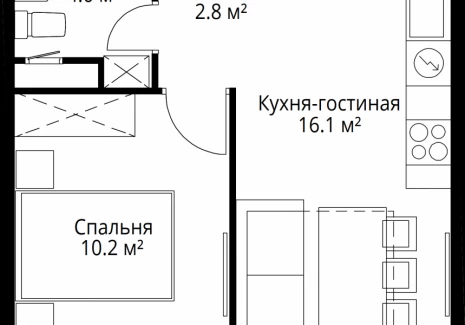 1-комнатная квартира - квартал Центральный, 9 / ЖК У реки. Эко Видное 2.0 - фото 1