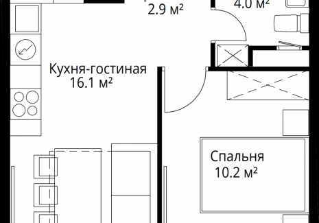 1-комнатная квартира - квартал Центральный, 9 / ЖК У реки. Эко Видное 2.0 - фото 1
