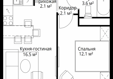 1-комнатная квартира - квартал Центральный, 9 / ЖК У реки. Эко Видное 2.0 - фото 1