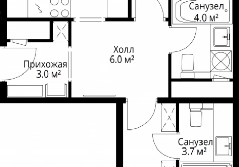 2-комнатная квартира - квартал Центральный, 9 / ЖК У реки. Эко Видное 2.0 - фото 1