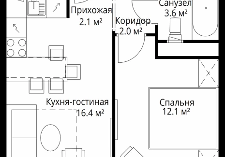 1-комнатная квартира - квартал Центральный, 9 / ЖК У реки. Эко Видное 2.0 - фото 1