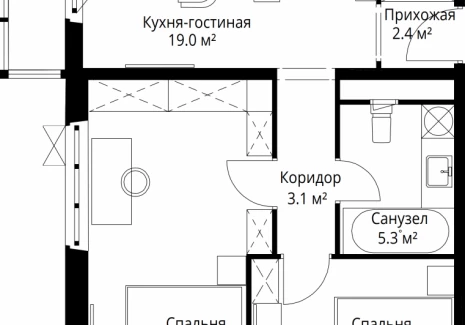 2-комнатная квартира - квартал Центральный, 9 / ЖК У реки. Эко Видное 2.0 - фото 1