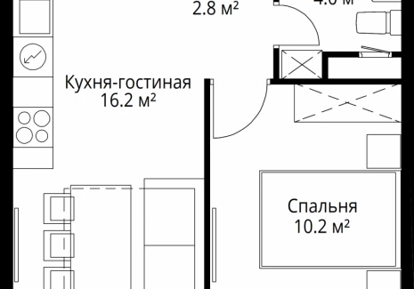 1-комнатная квартира - квартал Центральный, 9 / ЖК У реки. Эко Видное 2.0 - фото 1