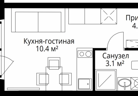 1-комнатная квартира - квартал Центральный, 9 / ЖК У реки. Эко Видное 2.0 - фото 1