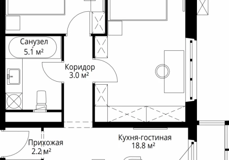 2-комнатная квартира - квартал Центральный, 9 / ЖК У реки. Эко Видное 2.0 - фото 1