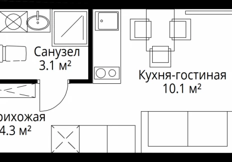 1-комнатная квартира - квартал Центральный, 9 / ЖК У реки. Эко Видное 2.0 - фото 1
