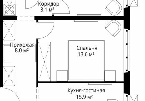2-комнатная квартира - квартал Центральный, 9 / ЖК У реки. Эко Видное 2.0 - фото 1