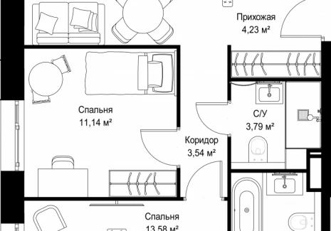 2-комнатная квартира - Деревня Ликино / ЖК Мыс - фото 1