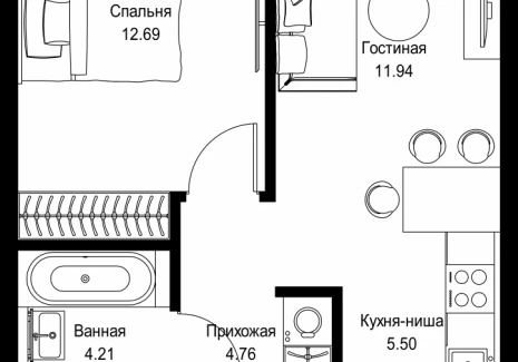 1-комнатная квартира - пр-т Мира, 186А / ЖК Мира - фото 1