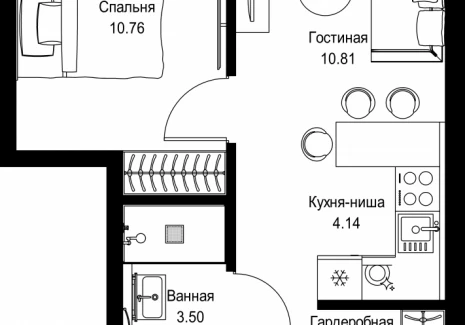1-комнатная квартира - пр-т Мира, 186А / ЖК Мира - фото 1