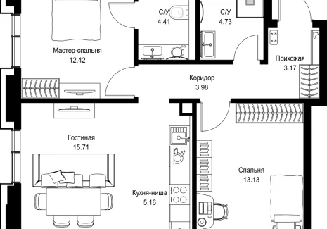 2-комнатная квартира - пр-т Мира, 186А / ЖК Мира - фото 1