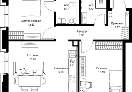 2-комнатная квартира - пр-т Мира, 186А / ЖК Мира - фото 1