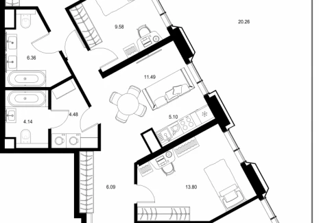 4-комнатная квартира - пр-т Мира, 186А / ЖК Мира - фото 1
