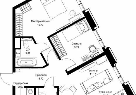 2-комнатная квартира - пр-т Мира, 186А / ЖК Мира - фото 1