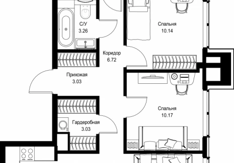 3-комнатная квартира - пр-т Мира, 186А / ЖК Мира - фото 1