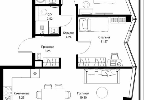 2-комнатная квартира - пр-т Мира, 186А / ЖК Мира - фото 1