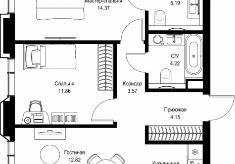 2-комнатная квартира - пр-т Мира, 186А / ЖК Мира - фото 1