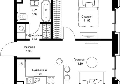 1-комнатная квартира - пр-т Мира, 186А / ЖК Мира - фото 1