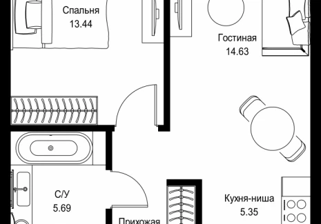 1-комнатная квартира - пр-т Мира, 186А / ЖК Мира - фото 1