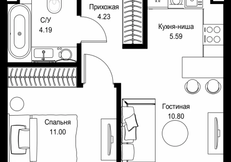 1-комнатная квартира - пр-т Мира, 186А / ЖК Мира - фото 1