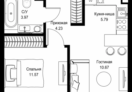 1-комнатная квартира - пр-т Мира, 186А / ЖК Мира - фото 1