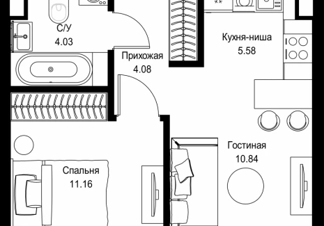 1-комнатная квартира - пр-т Мира, 186А / ЖК Мира - фото 1