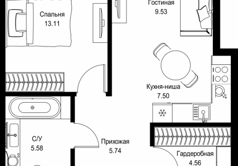 1-комнатная квартира - пр-т Мира, 186А / ЖК Мира - фото 1