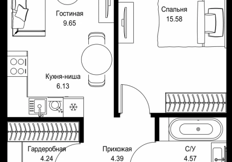 1-комнатная квартира - пр-т Мира, 186А / ЖК Мира - фото 1