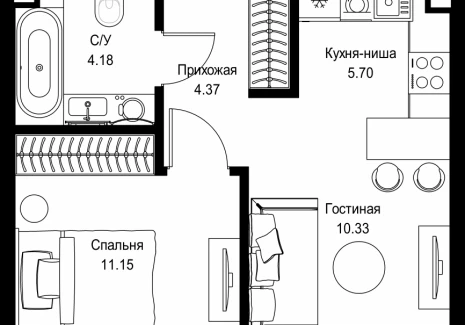 1-комнатная квартира - пр-т Мира, 186А / ЖК Мира - фото 1