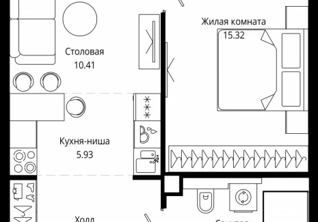 1-комнатная квартира - 4-я улица Марьиной Рощи, 10 / ЖК Мод - фото 1
