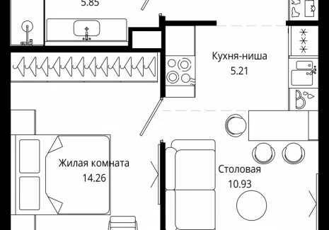1-комнатная квартира - 4-я улица Марьиной Рощи, 10 / ЖК Мод - фото 1