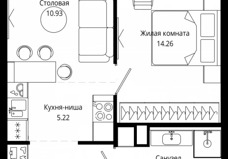 1-комнатная квартира - 4-я улица Марьиной Рощи, 10 / ЖК Мод - фото 1
