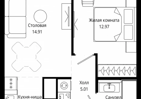 1-комнатная квартира - 4-я улица Марьиной Рощи, 10 / ЖК Мод - фото 1