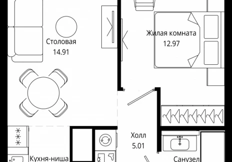1-комнатная квартира - 4-я улица Марьиной Рощи, 10 / ЖК Мод - фото 1
