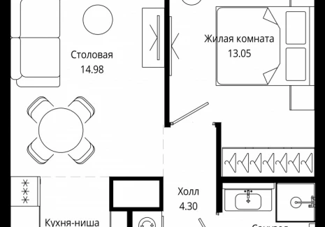 1-комнатная квартира - 4-я улица Марьиной Рощи, 10 / ЖК Мод - фото 1