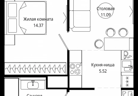 1-комнатная квартира - 4-я улица Марьиной Рощи, 10 / ЖК Мод - фото 1
