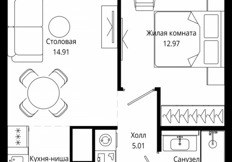 1-комнатная квартира - 4-я улица Марьиной Рощи, 10 / ЖК Мод - фото 1