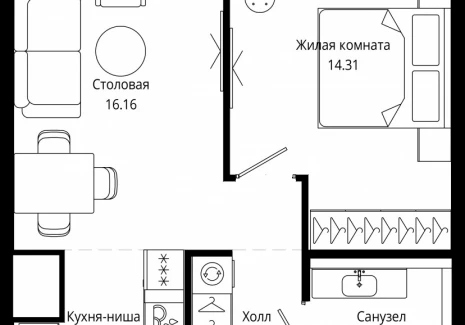 1-комнатная квартира - 4-я улица Марьиной Рощи, 10 / ЖК Мод - фото 1