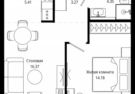 1-комнатная квартира - 4-я улица Марьиной Рощи, 10 / ЖК Мод - фото 1