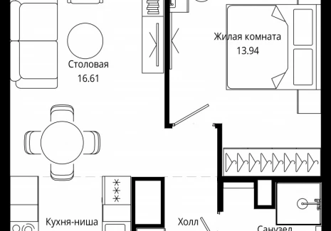 1-комнатная квартира - 4-я улица Марьиной Рощи, 10 / ЖК Мод - фото 1