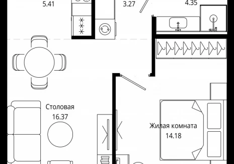 1-комнатная квартира - 4-я улица Марьиной Рощи, 10 / ЖК Мод - фото 1