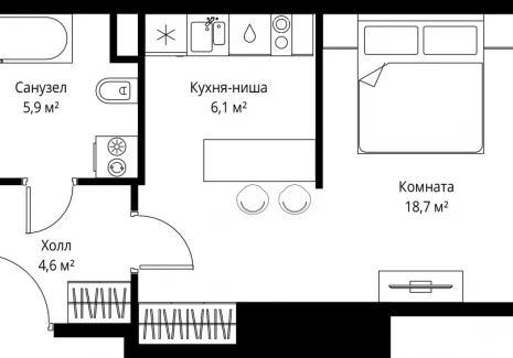 1-комнатная квартира - 1-й Красногвардейский проезд, 13 / ЖК ОНЕ - фото 1