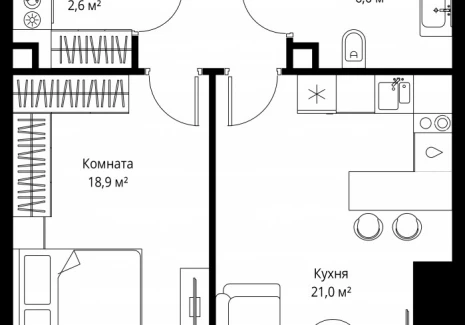 1-комнатная квартира - 1-й Красногвардейский проезд, 13 / ЖК ОНЕ - фото 1
