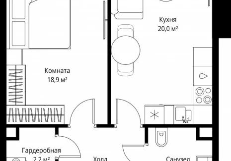 1-комнатная квартира - 1-й Красногвардейский проезд, 13 / ЖК ОНЕ - фото 1
