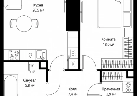 1-комнатная квартира - 1-й Красногвардейский проезд, 13 / ЖК ОНЕ - фото 1