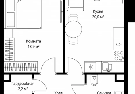 1-комнатная квартира - 1-й Красногвардейский проезд, 13 / ЖК ОНЕ - фото 1