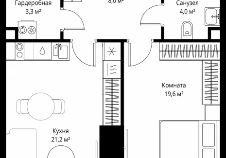 1-комнатная квартира - 1-й Красногвардейский проезд, 13 / ЖК ОНЕ - фото 1